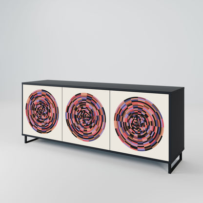 Credenza BROWN CIRCLES a 3 ante in finitura nera