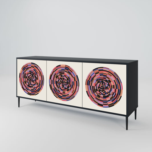 Credenza BROWN CIRCLES a 3 ante in finitura nera