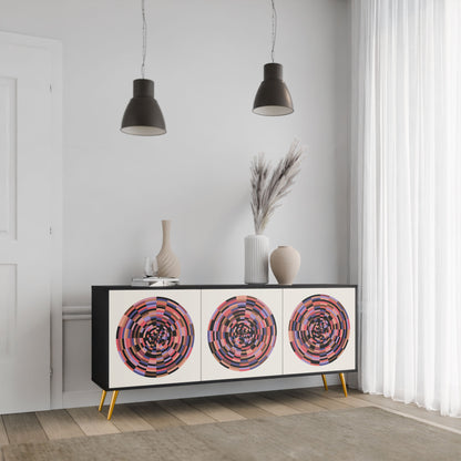 Credenza BROWN CIRCLES a 3 ante in finitura nera