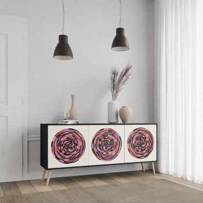 Credenza BROWN CIRCLES a 3 ante in finitura nera