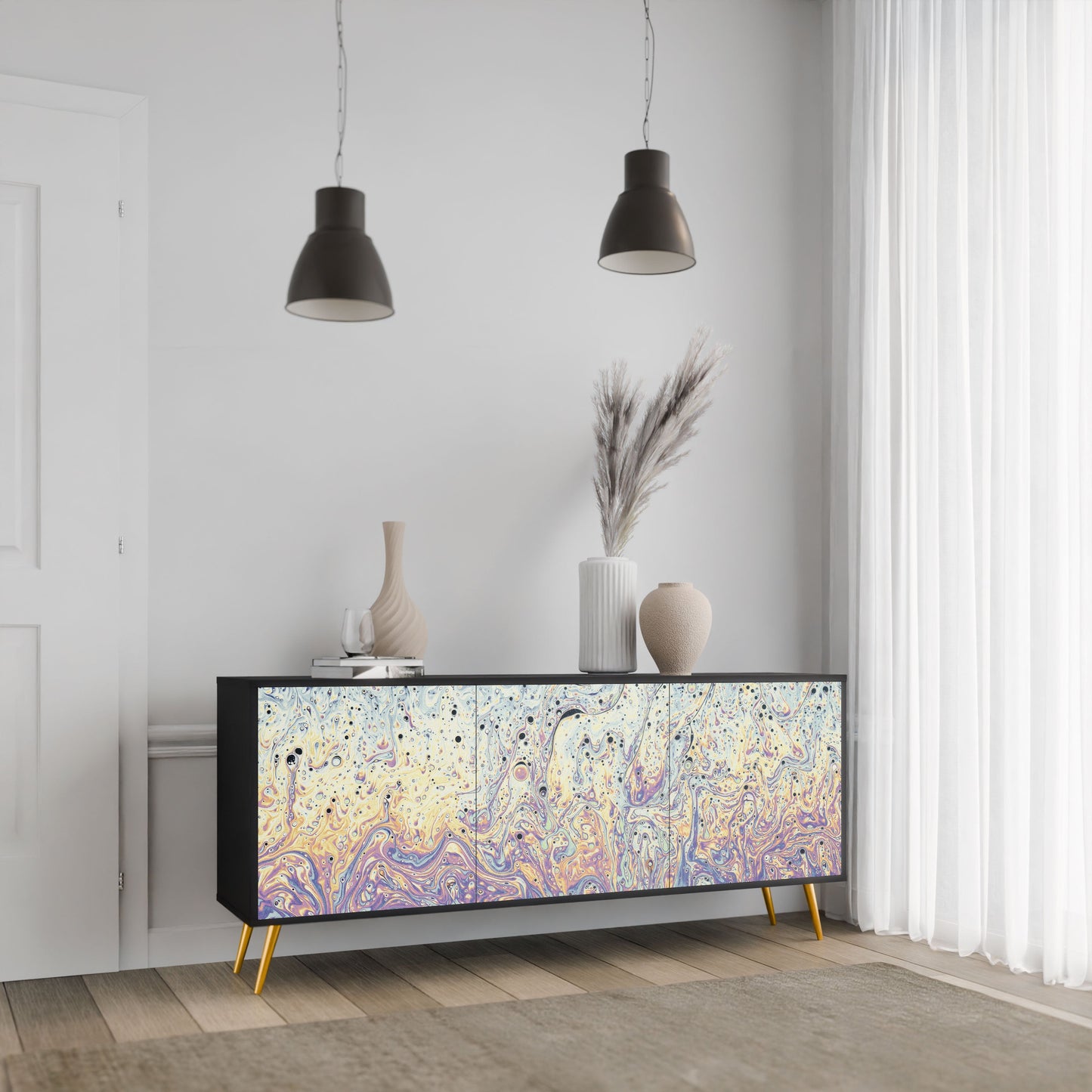 Credenza MOSAIC OF COLORS a 3 ante in finitura nera