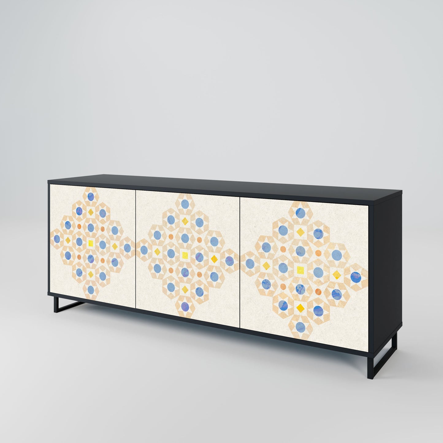 Credenza a 3 ante PATTERNED PRISM in finitura nera