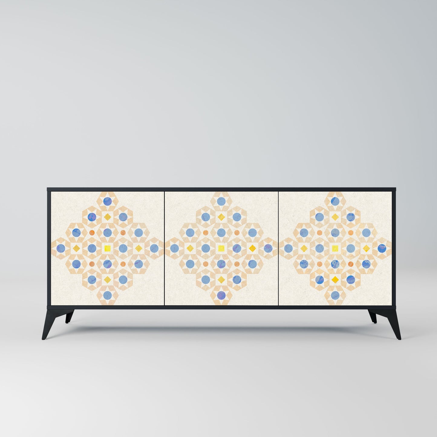 Credenza a 3 ante PATTERNED PRISM in finitura nera