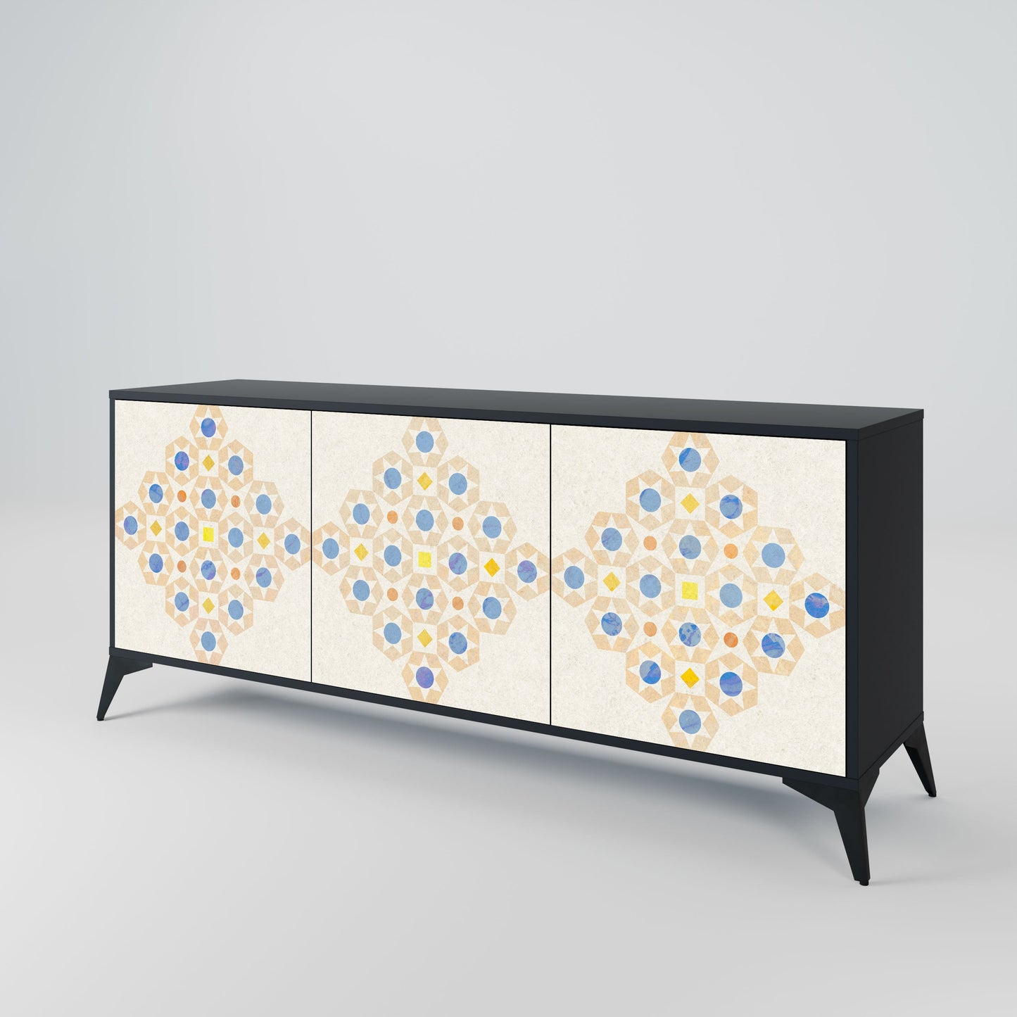 Credenza a 3 ante PATTERNED PRISM in finitura nera