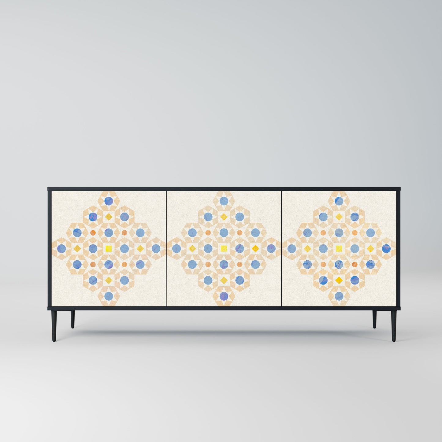 Credenza a 3 ante PATTERNED PRISM in finitura nera