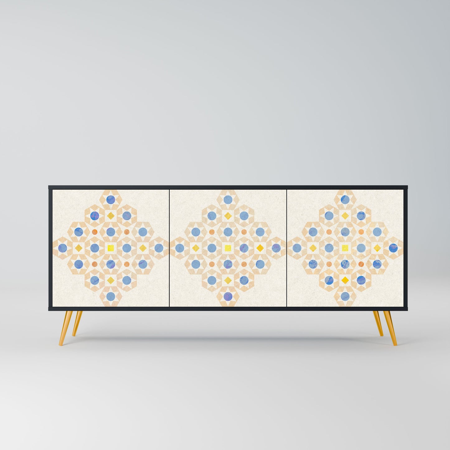 Credenza a 3 ante PATTERNED PRISM in finitura nera