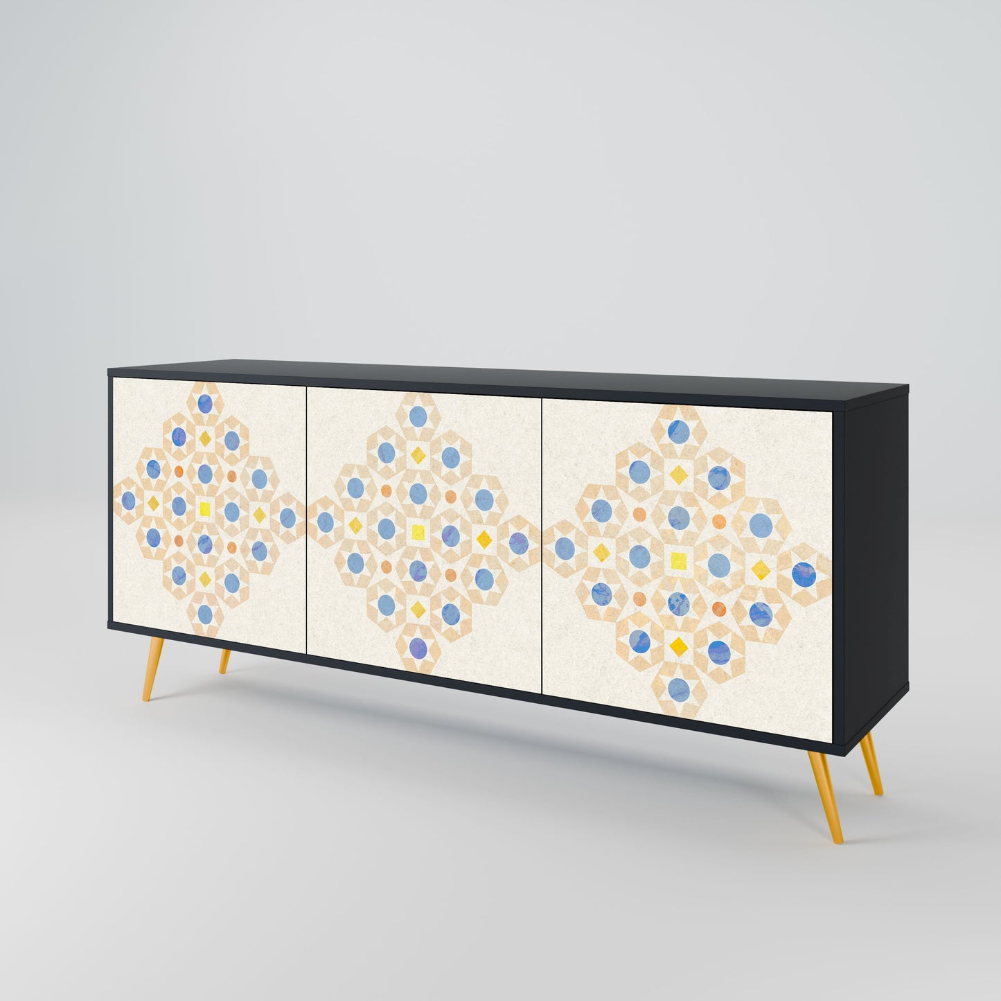 Credenza a 3 ante PATTERNED PRISM in finitura nera