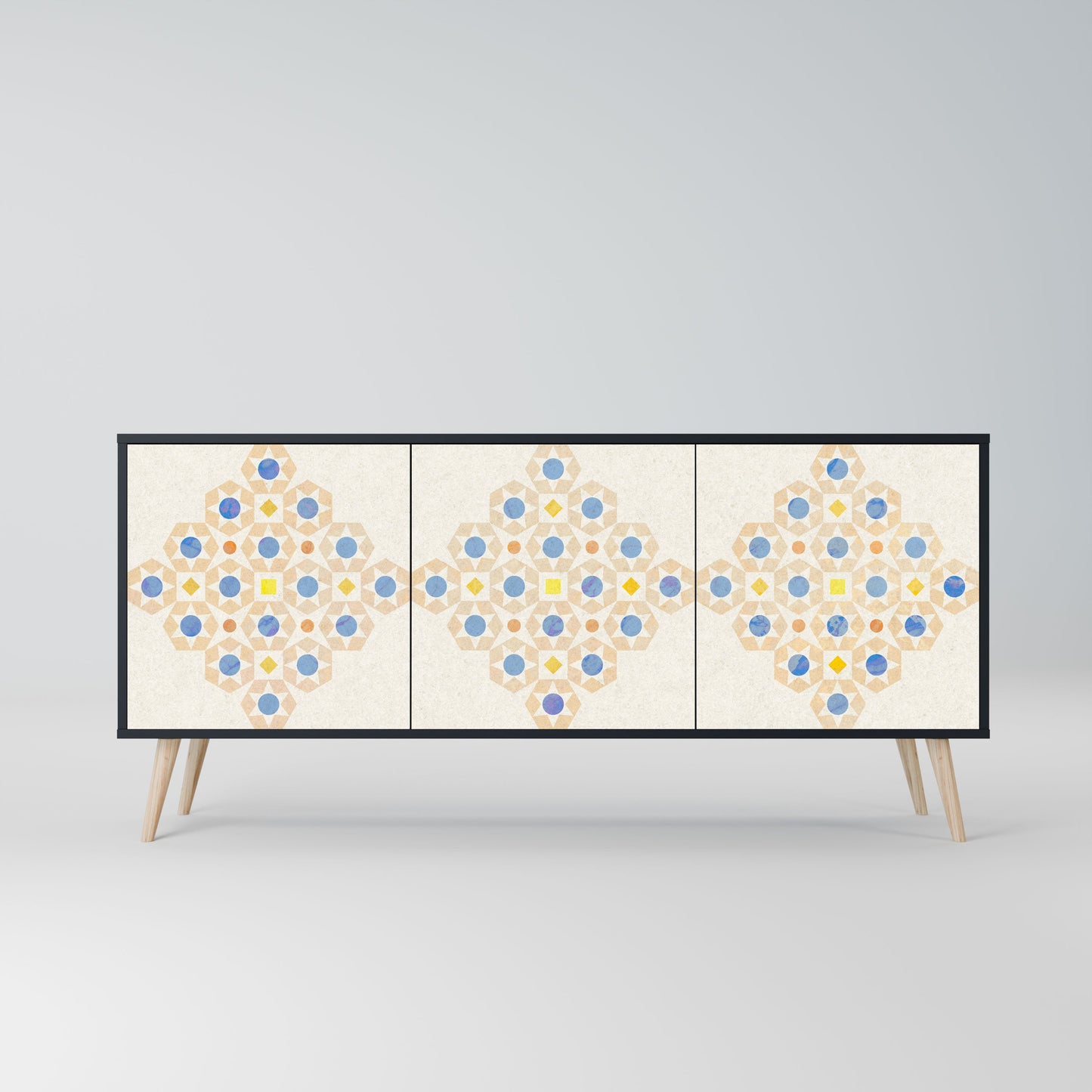 Credenza a 3 ante PATTERNED PRISM in finitura nera