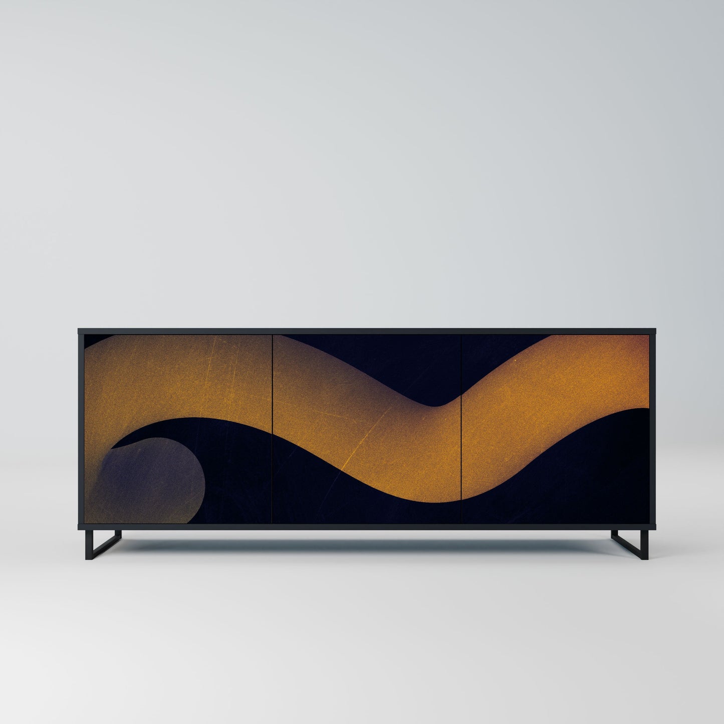 Credenza HOLLOW TIME a 3 ante in finitura nera