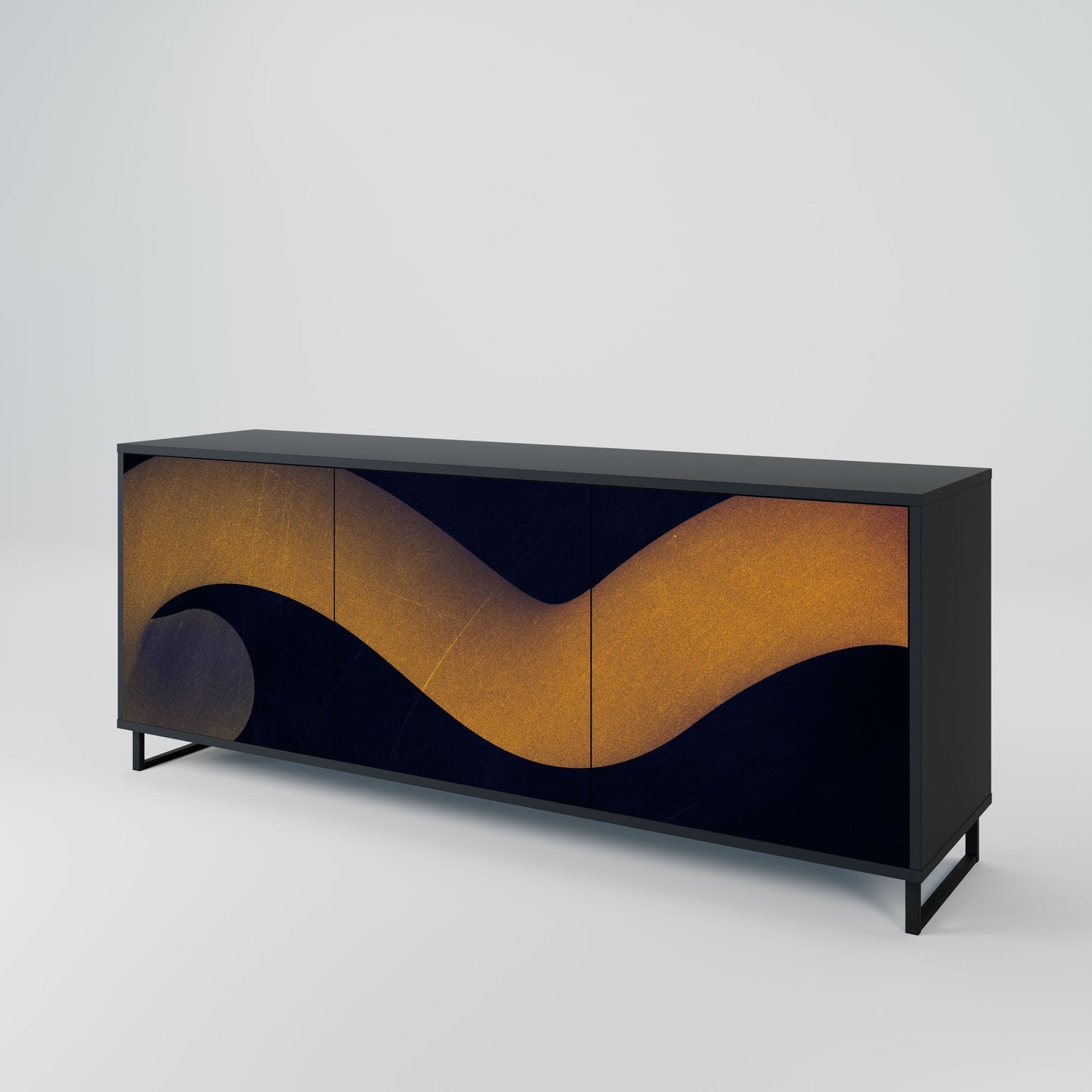 Credenza HOLLOW TIME a 3 ante in finitura nera