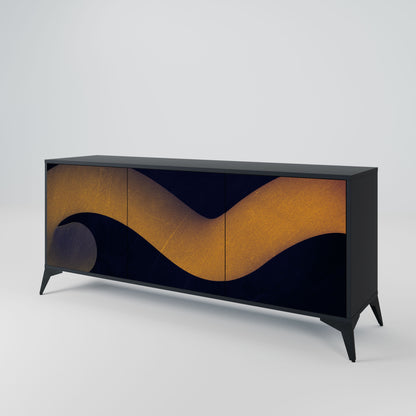 Credenza HOLLOW TIME a 3 ante in finitura nera