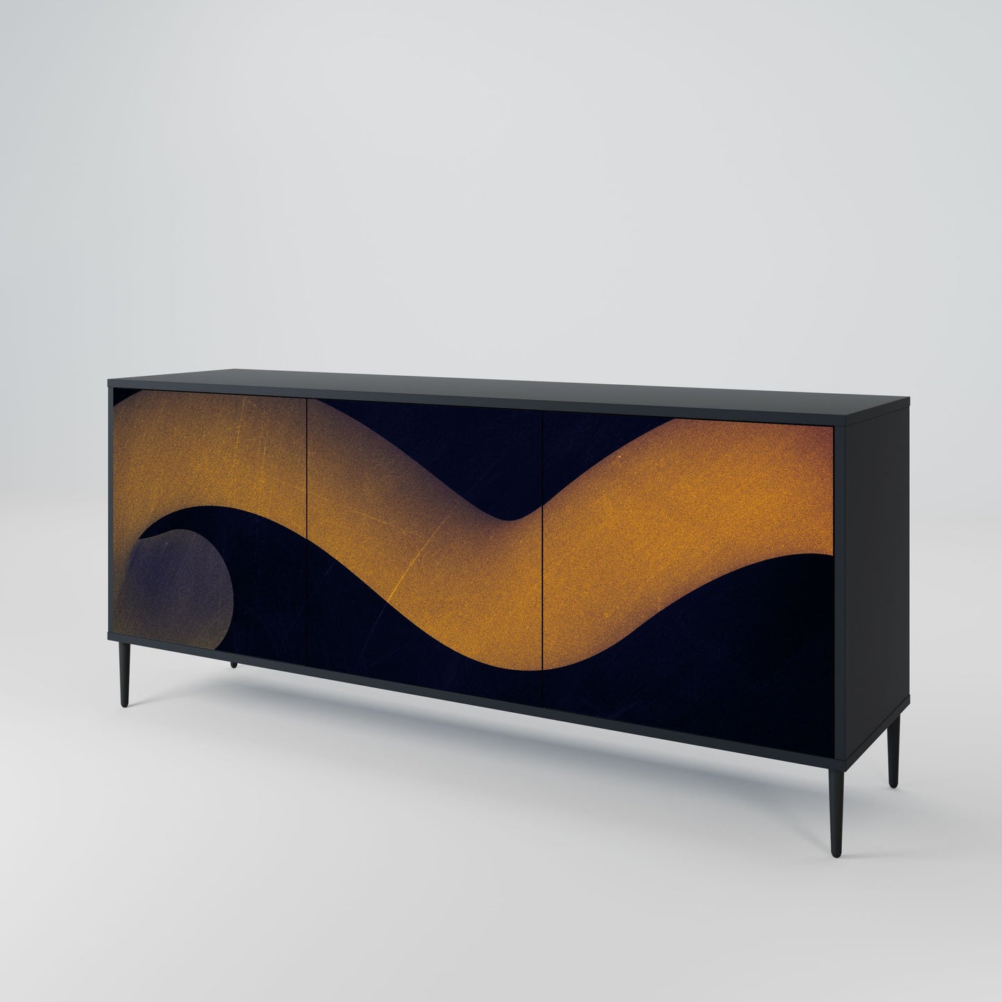 Credenza HOLLOW TIME a 3 ante in finitura nera