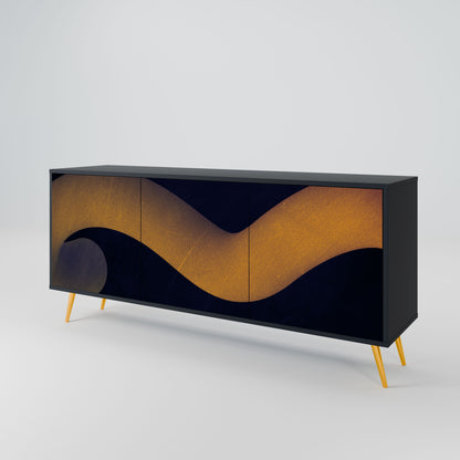 Credenza HOLLOW TIME a 3 ante in finitura nera