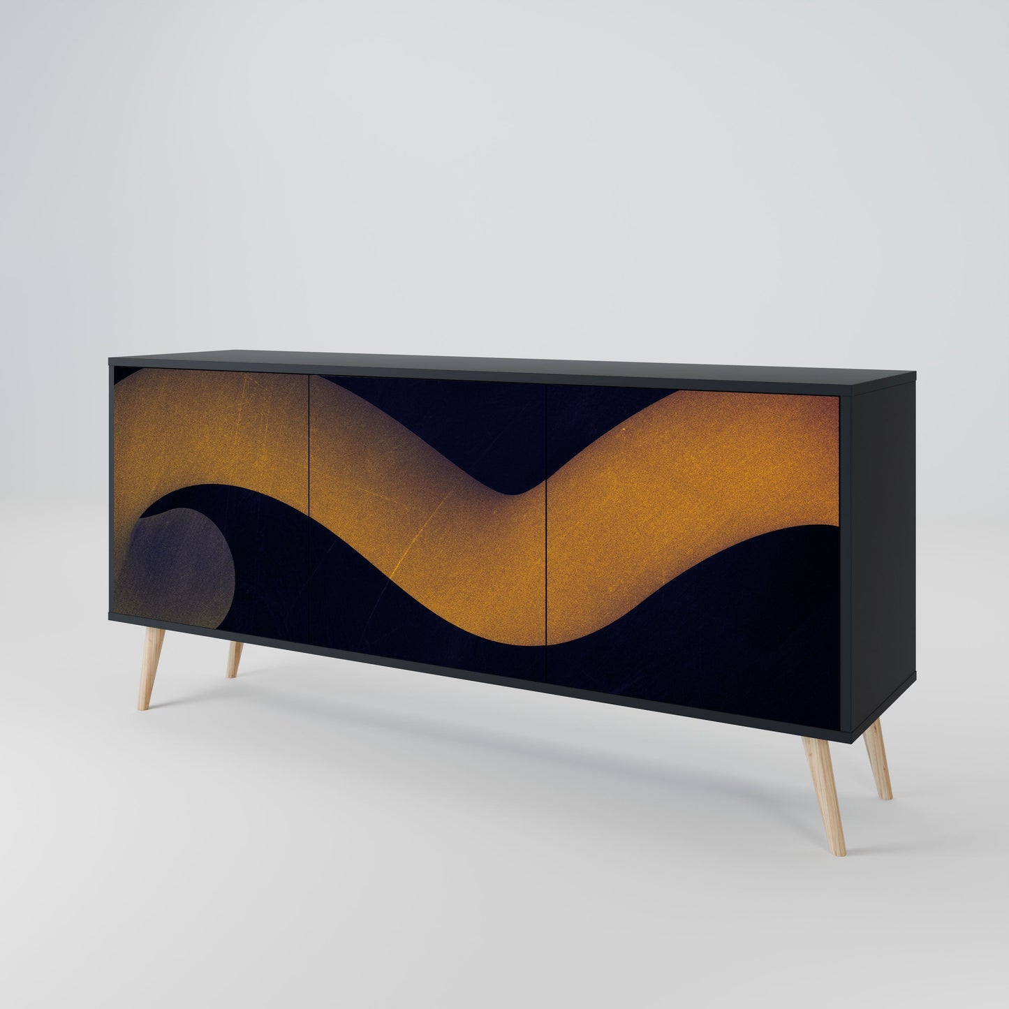 Credenza HOLLOW TIME a 3 ante in finitura nera