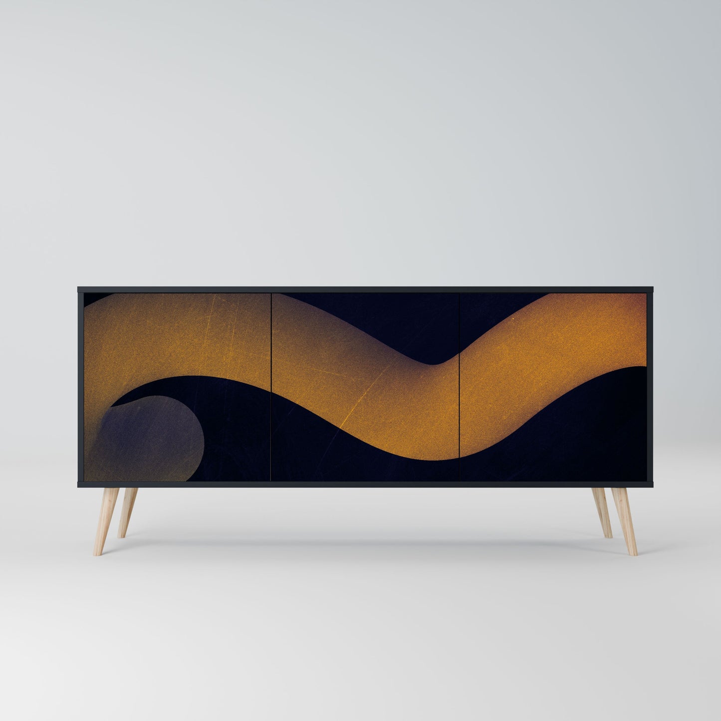 Credenza HOLLOW TIME a 3 ante in finitura nera