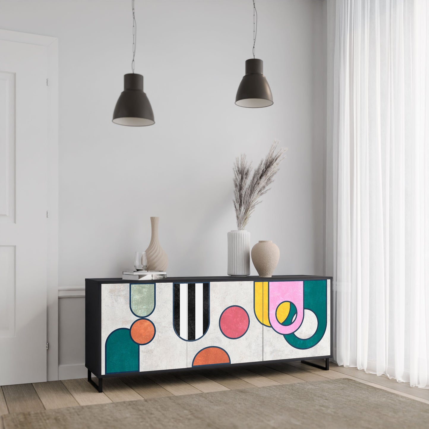 Credenza a 3 ante COOL STORY in finitura nera