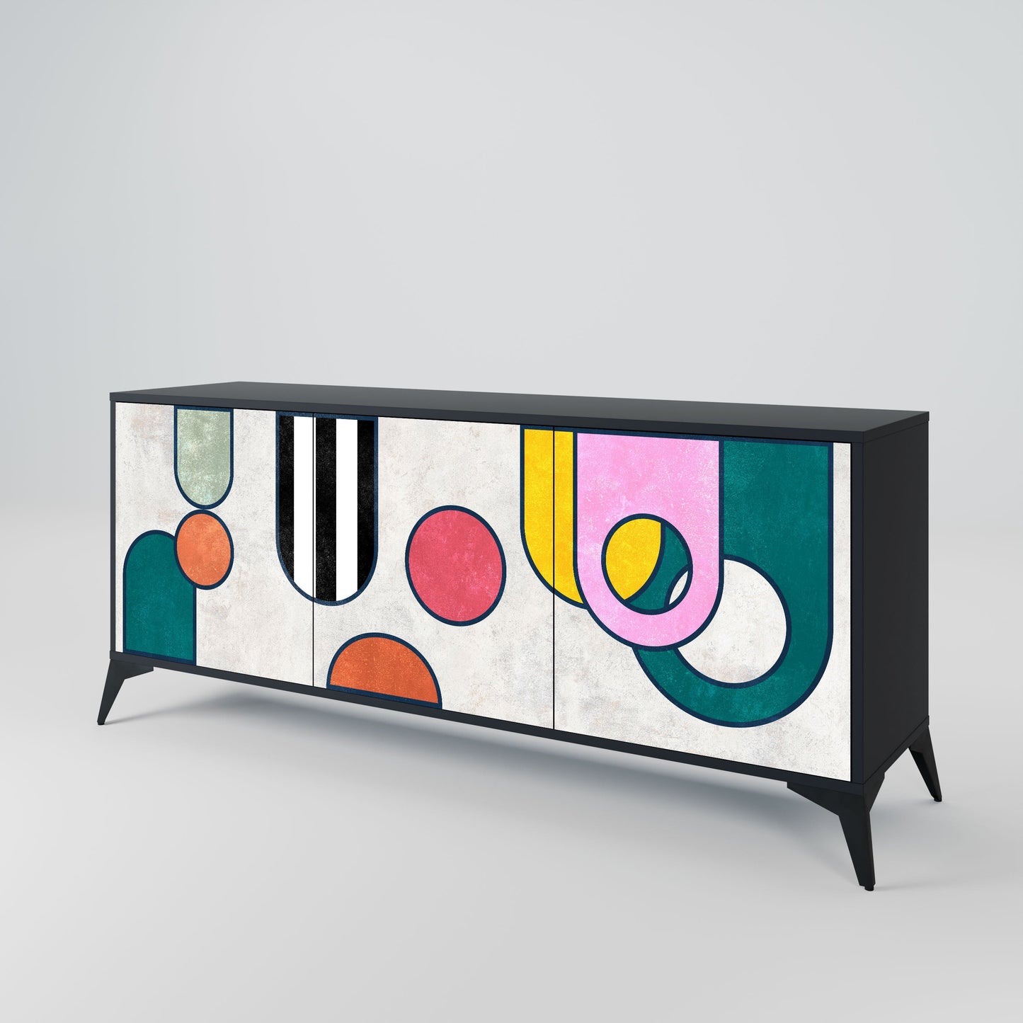 Credenza a 3 ante COOL STORY in finitura nera