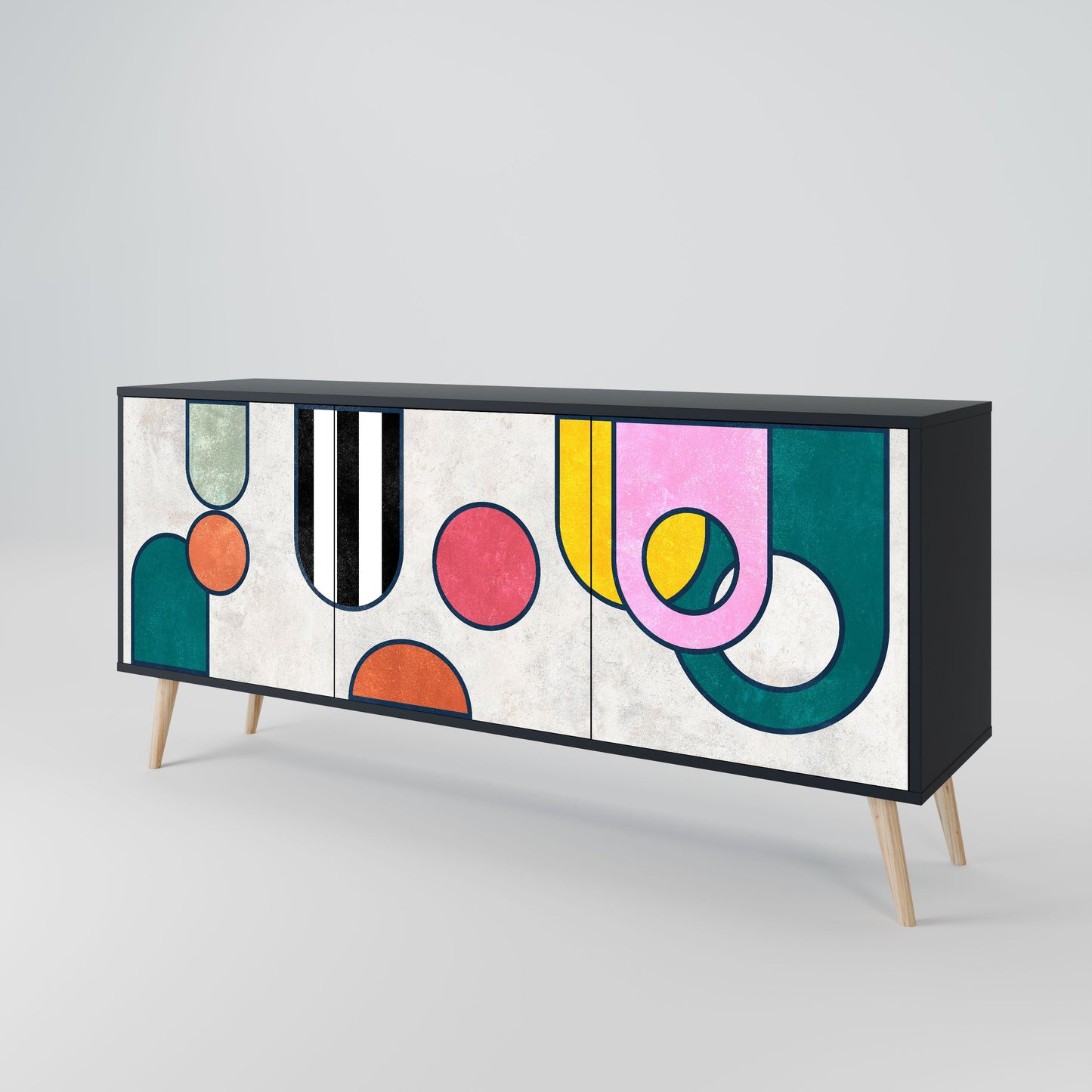 Credenza a 3 ante COOL STORY in finitura nera