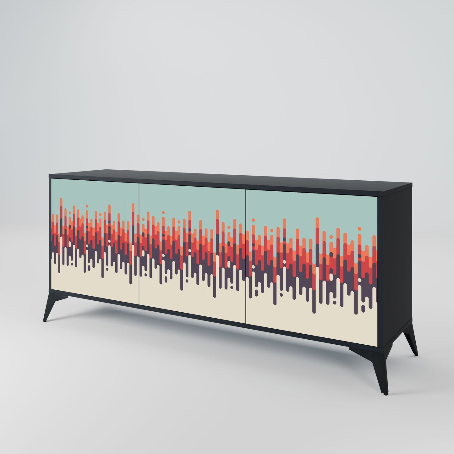 Credenza CHROMA CONTOURS a 3 ante in finitura nera