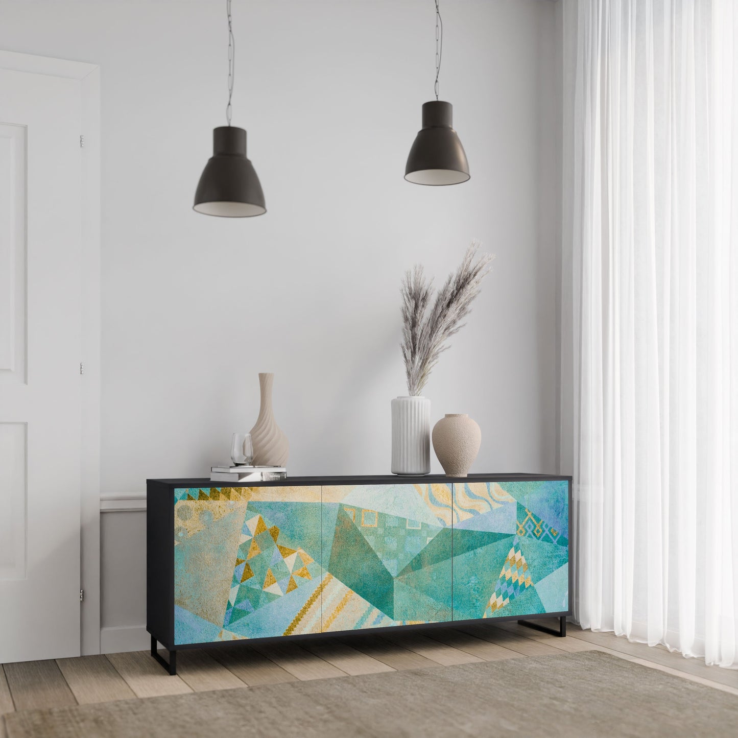 Credenza SPECTRUM SPLENDOR a 3 ante in finitura nera