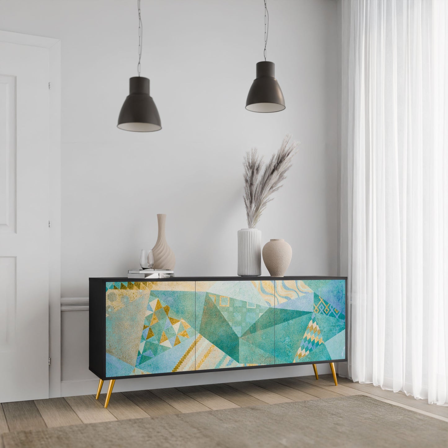 Credenza SPECTRUM SPLENDOR a 3 ante in finitura nera