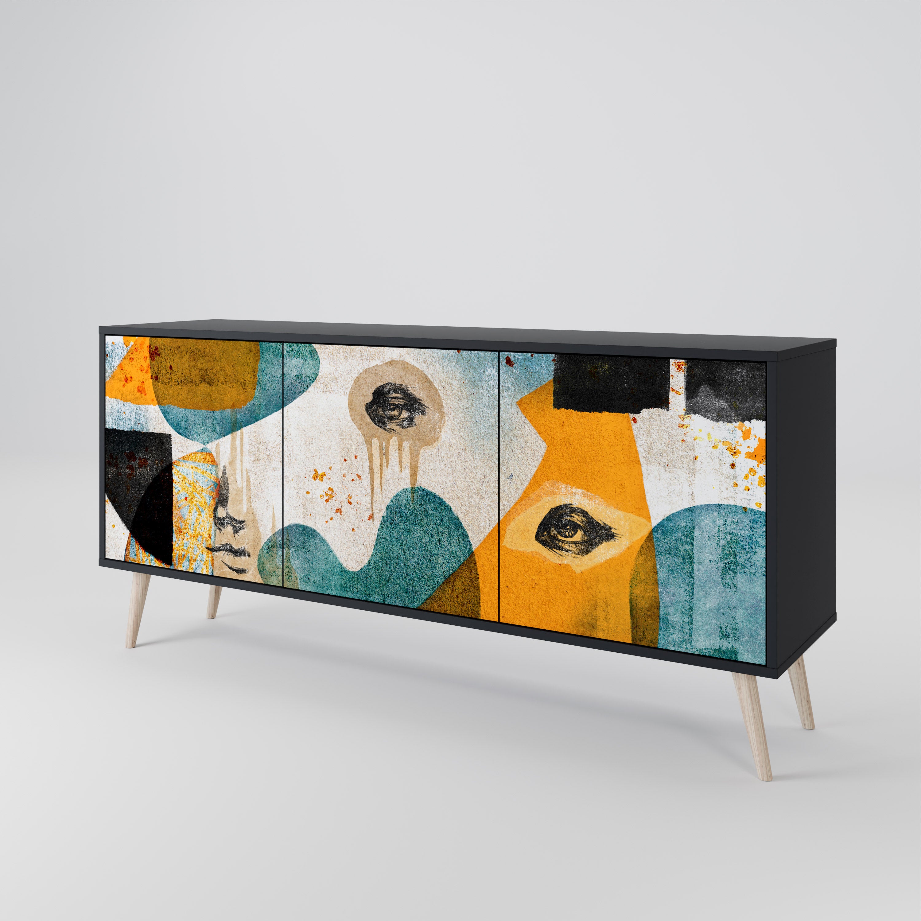 ABSTRACT FACES 3-Door Sideboard