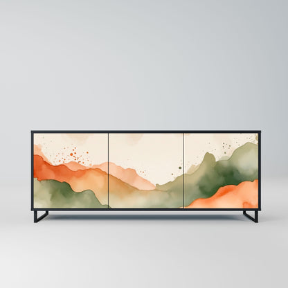 Credenza a 3 ante WATERCOLOUR PEAKS in finitura nera