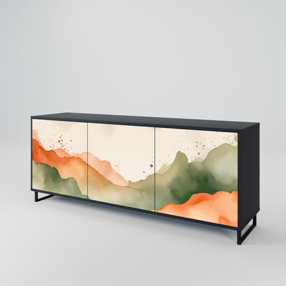 Credenza a 3 ante WATERCOLOUR PEAKS in finitura nera