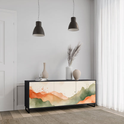 Credenza a 3 ante WATERCOLOUR PEAKS in finitura nera