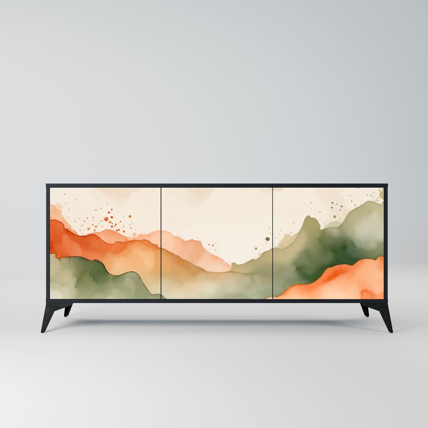 Credenza a 3 ante WATERCOLOUR PEAKS in finitura nera