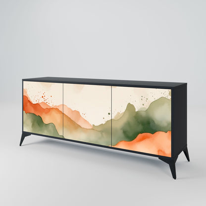 Credenza a 3 ante WATERCOLOUR PEAKS in finitura nera