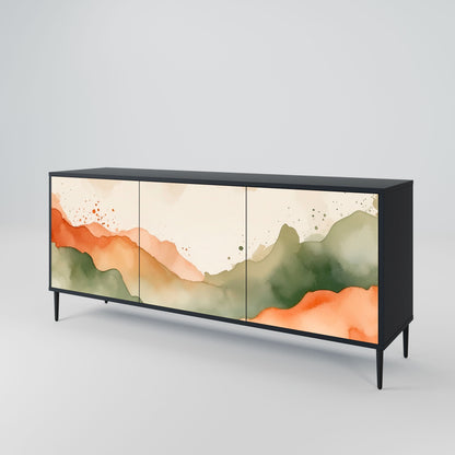 Credenza a 3 ante WATERCOLOUR PEAKS in finitura nera