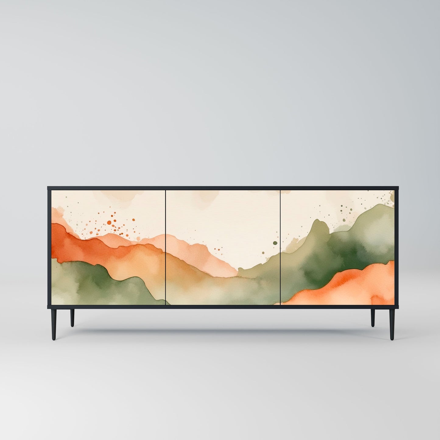 Credenza a 3 ante WATERCOLOUR PEAKS in finitura nera