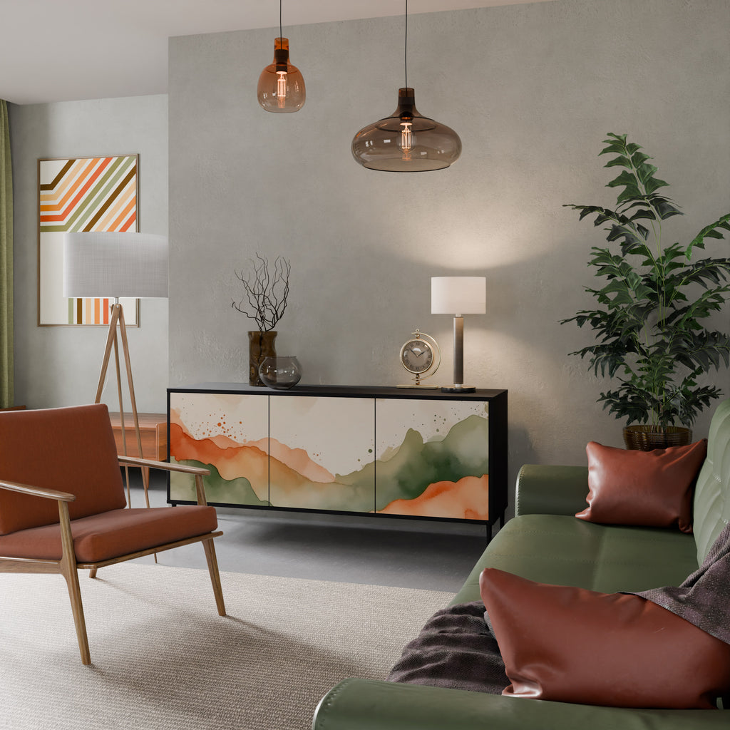 WATERCOLOUR PEAKS Skänk med tre dörrar