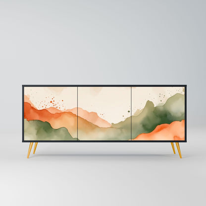 Credenza a 3 ante WATERCOLOUR PEAKS in finitura nera