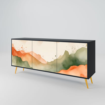 Credenza a 3 ante WATERCOLOUR PEAKS in finitura nera