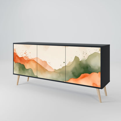 Credenza a 3 ante WATERCOLOUR PEAKS in finitura nera