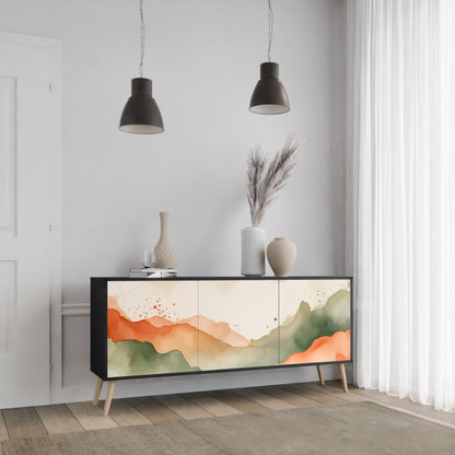 Credenza a 3 ante WATERCOLOUR PEAKS in finitura nera