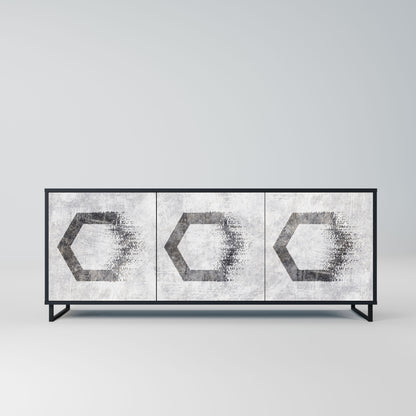 Credenza HEXAGONAL FIGURES a 3 ante in finitura nera