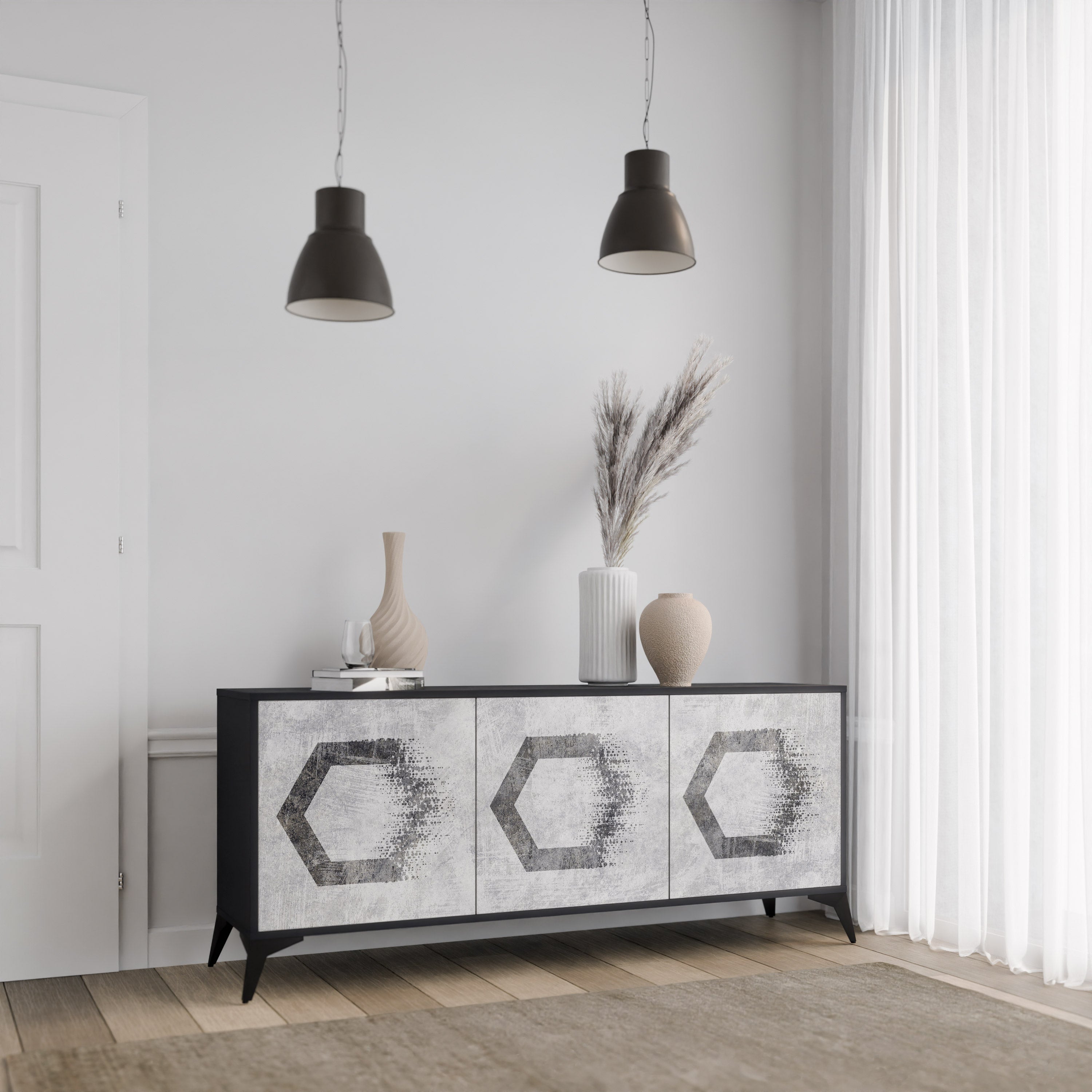 HEXAGONAL FIGURES 3-Door Sideboard