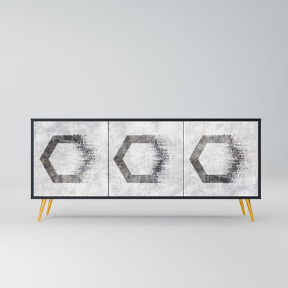 Credenza HEXAGONAL FIGURES a 3 ante in finitura nera