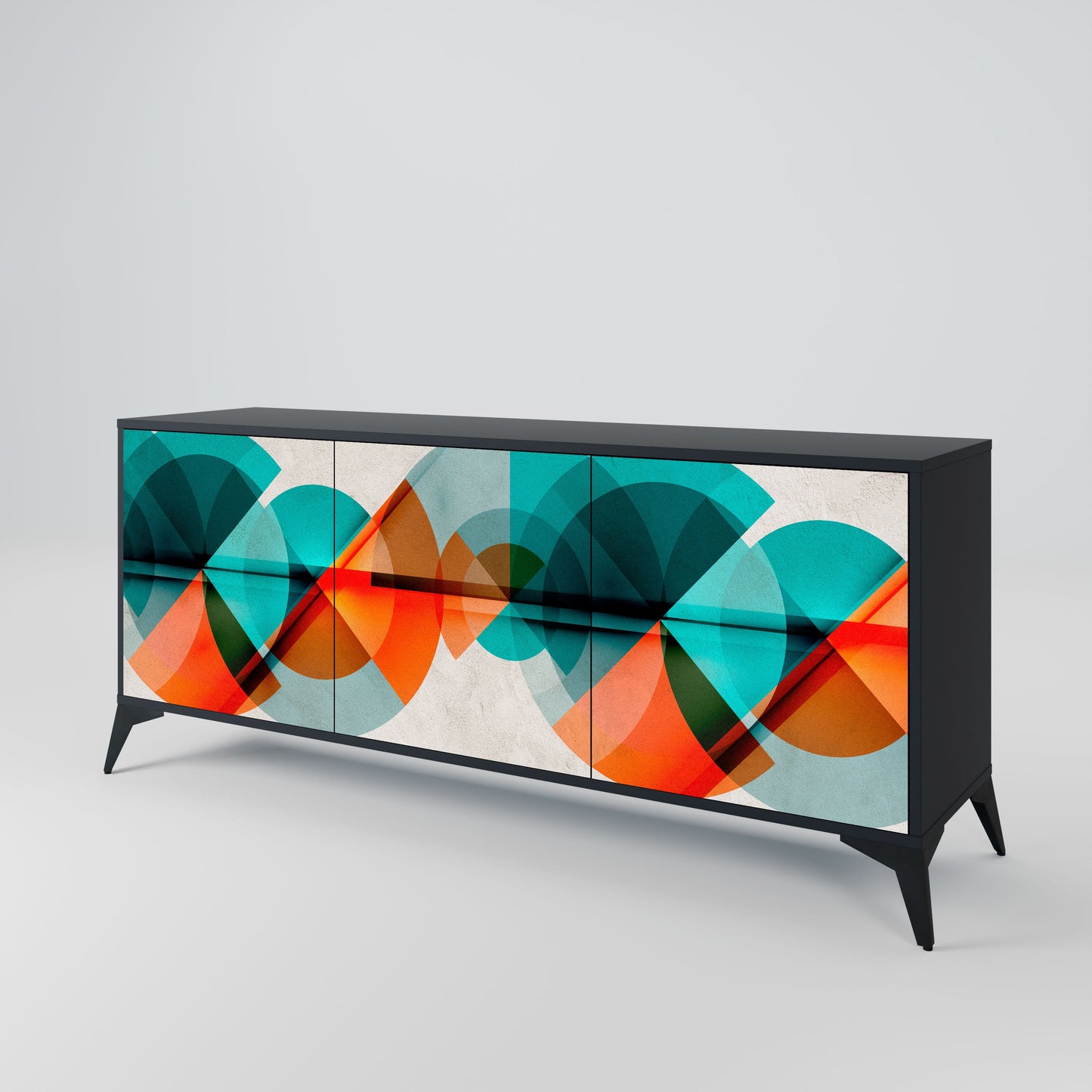 Credenza CIRCULAR RHAPSODY a 3 ante in finitura nera