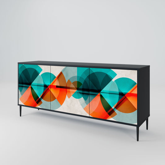 Credenza CIRCULAR RHAPSODY a 3 ante in finitura nera