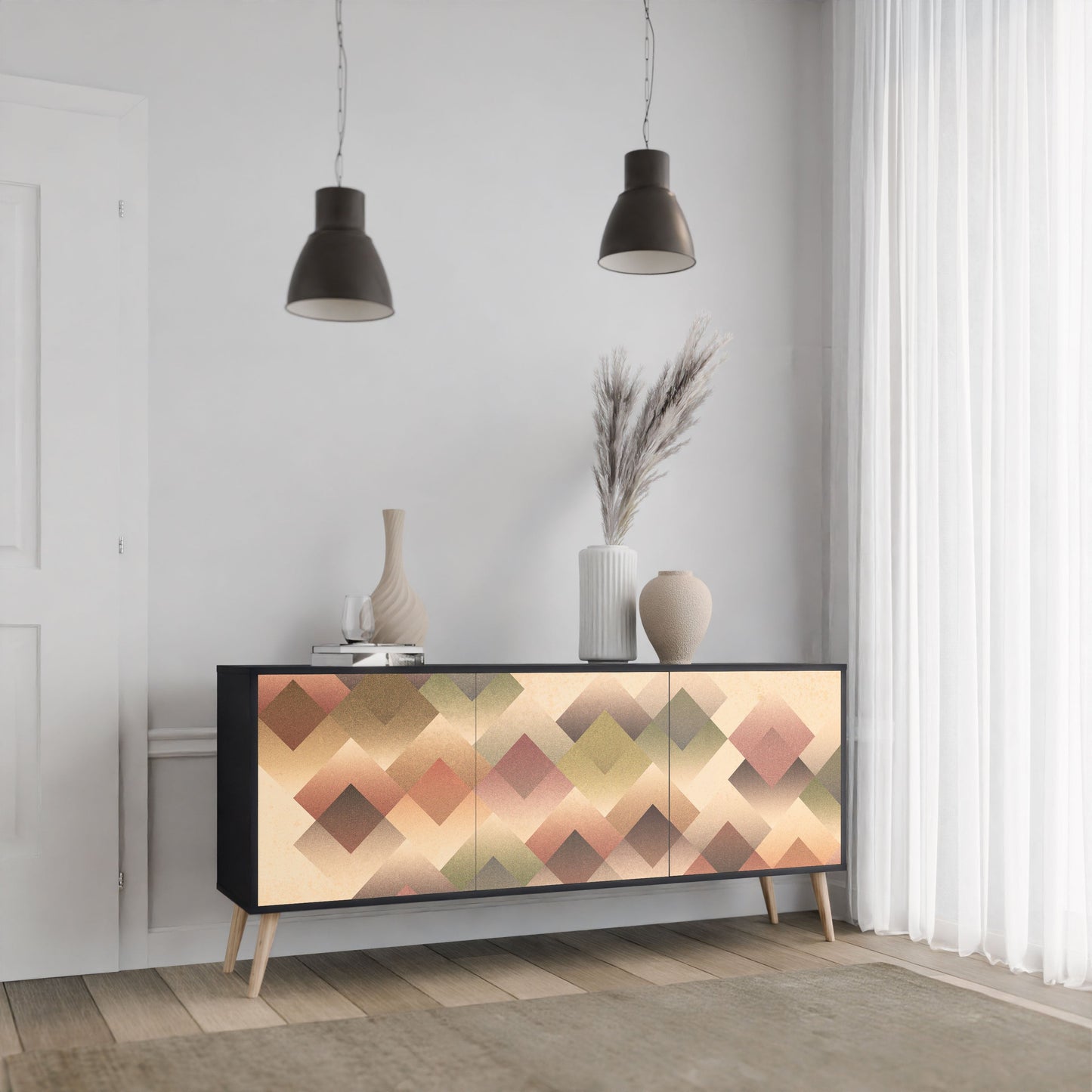 Credenza a 3 ante GEOMETRIC FUSION in finitura nera