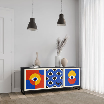 Credenza a 3 ante GEOMETRIC EYES in finitura nera