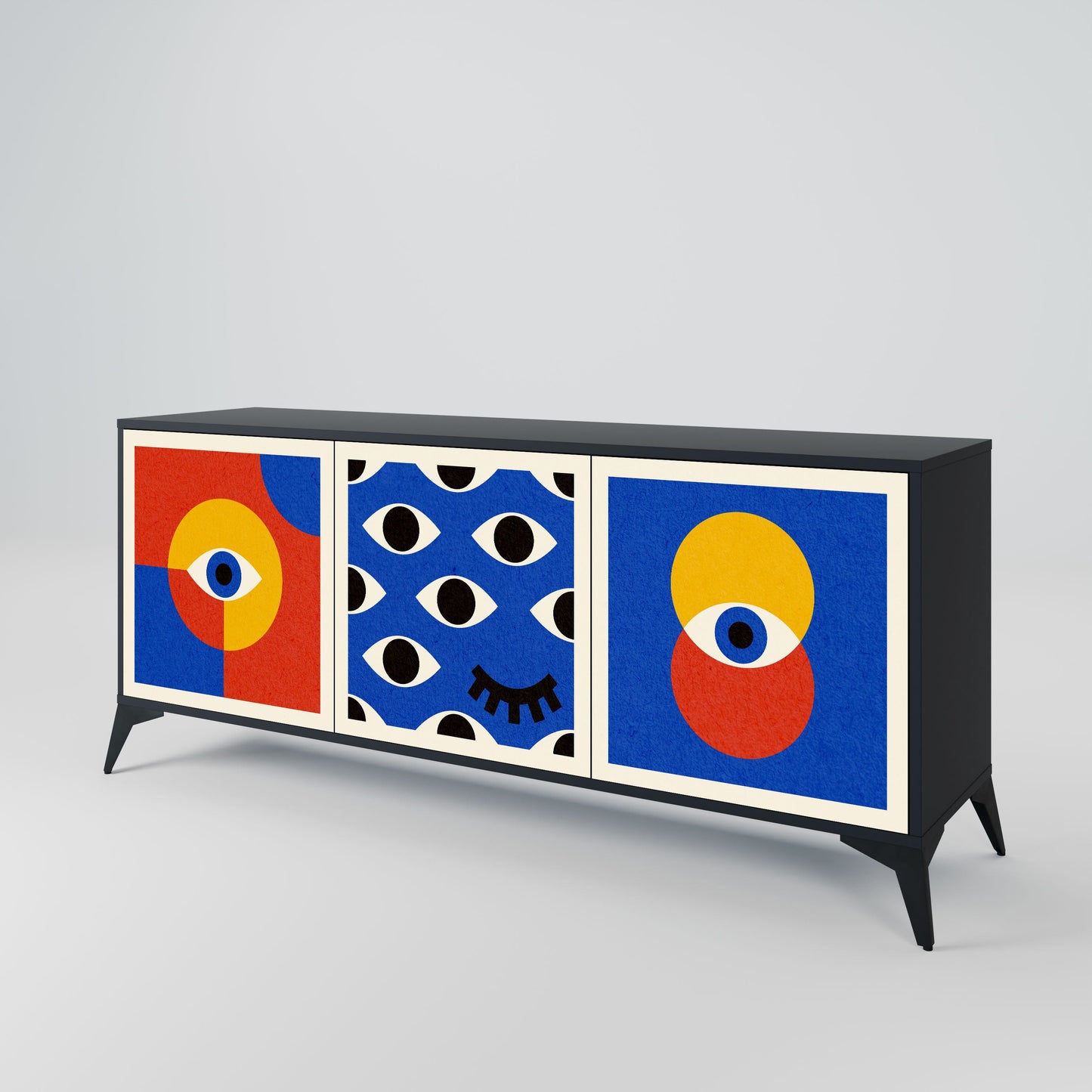 Credenza a 3 ante GEOMETRIC EYES in finitura nera