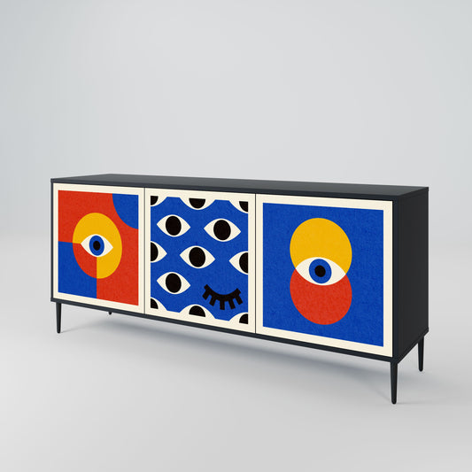 Credenza a 3 ante GEOMETRIC EYES in finitura nera