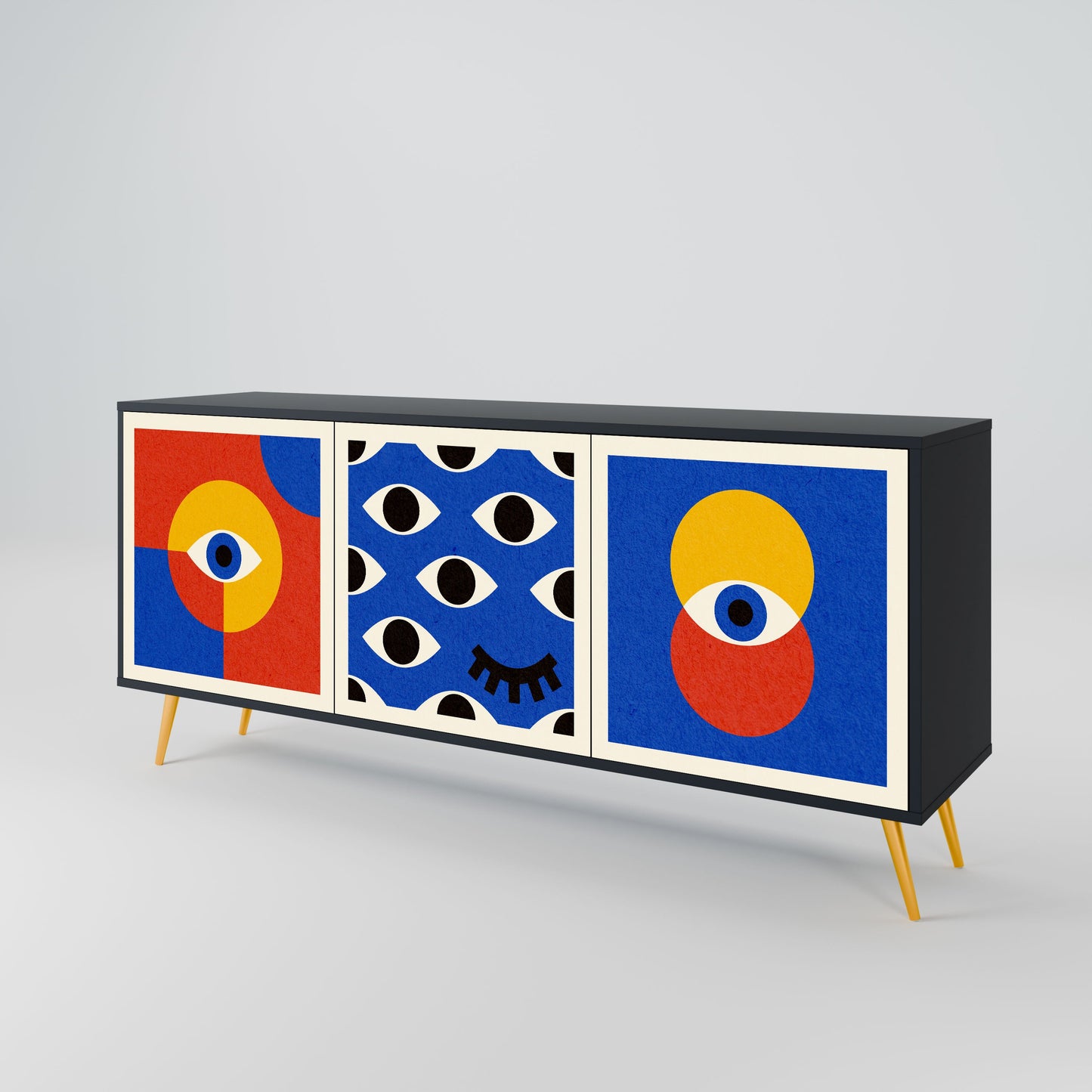 Credenza a 3 ante GEOMETRIC EYES in finitura nera