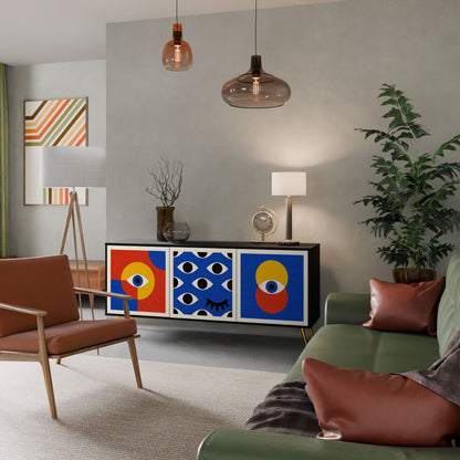 Credenza a 3 ante GEOMETRIC EYES in finitura nera