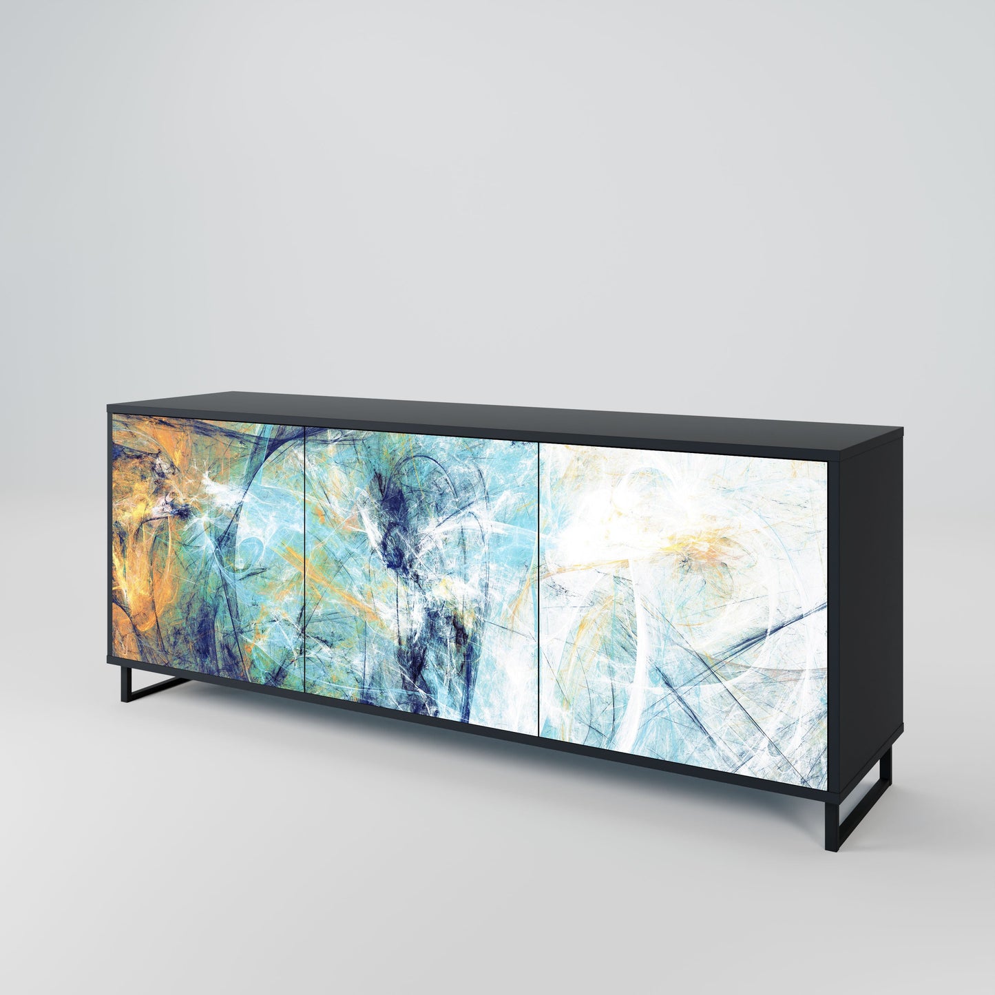 Credenza a 3 ante ABSTRACT THOUGHTS in finitura nera